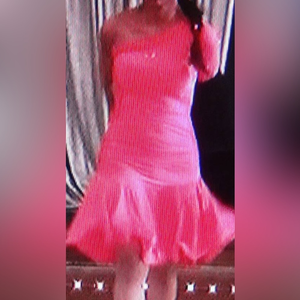 Salmon pink Latin Rhythm dress with rhinestones